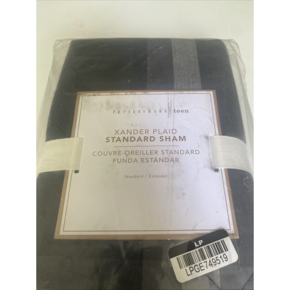 NEW Pottery Barn Teen XANDER Black Plaid Standard Pillow Sham - Picture 3 of 5